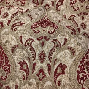 Elegant Red and Gold Chenelle Jacquard Upholstery Fabric Remnants